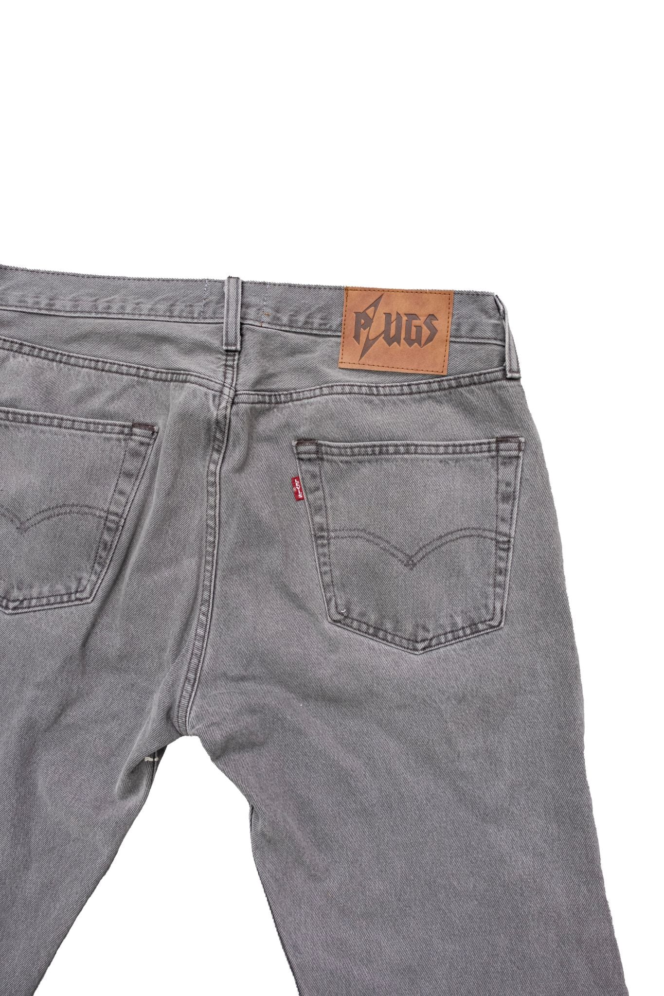 GREY FLARED DENIM – ZEBRA PRINT & PEARL ACCENTS