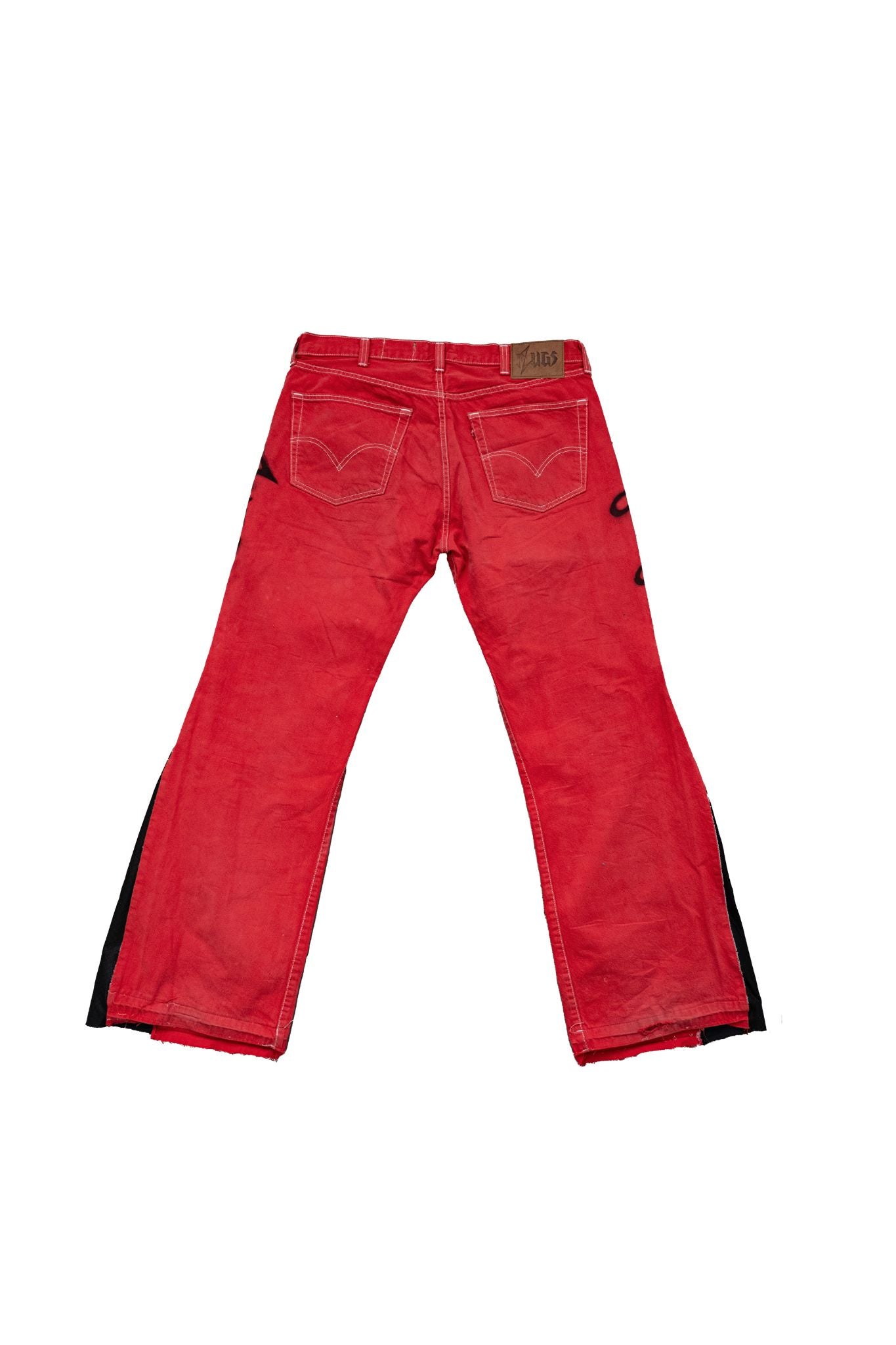 HANDMADE CUSTOM RED & BLACK FLARED DENIM